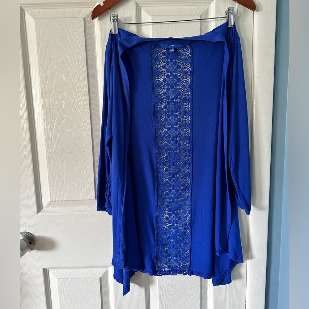 Royal Blue Light Open Cardigan 3/4 Sleeve Apt. 9 - Medium